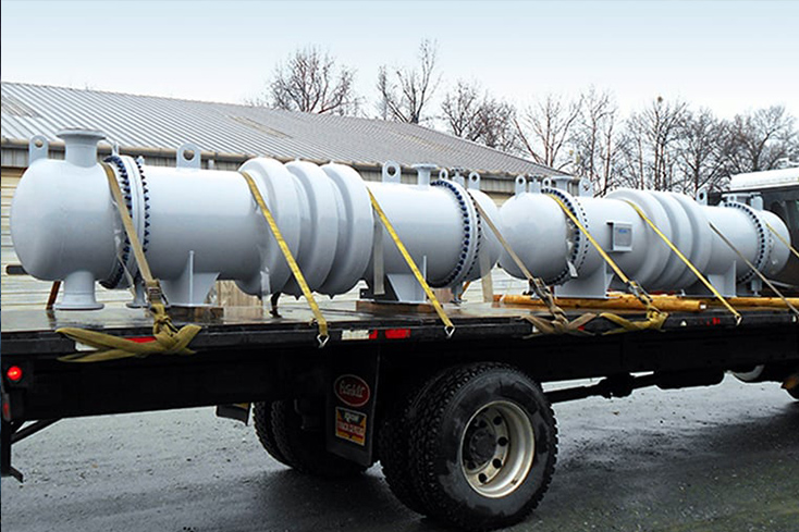 Custom TEMA Heat Exchanger - shown on flat bed truck - shipping to customer